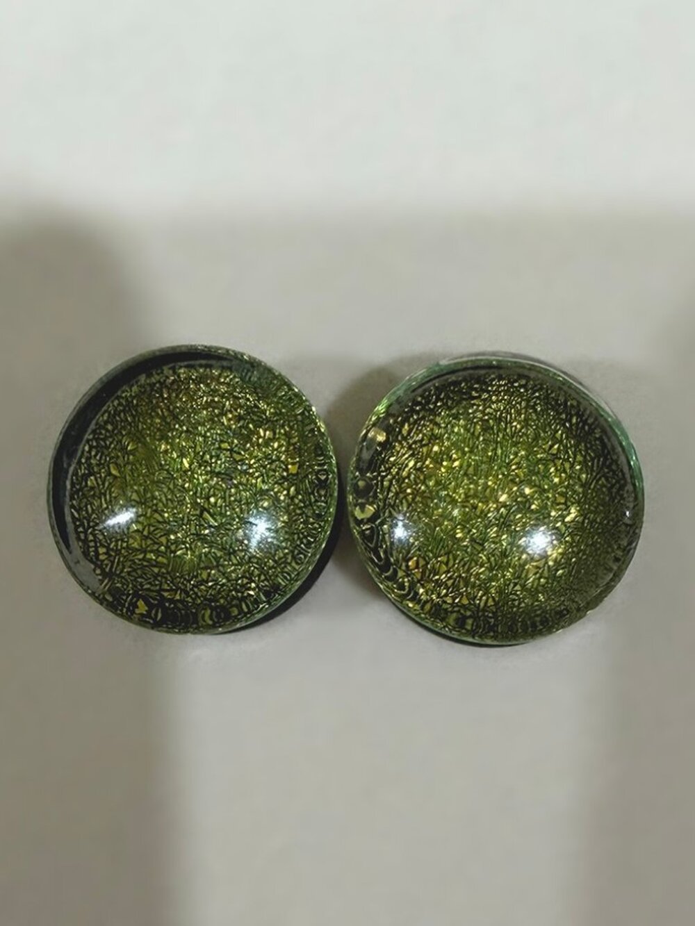 3/4" 19mm Gold Dichro Glass Plugs by Glasswear Studios (Double Flare)